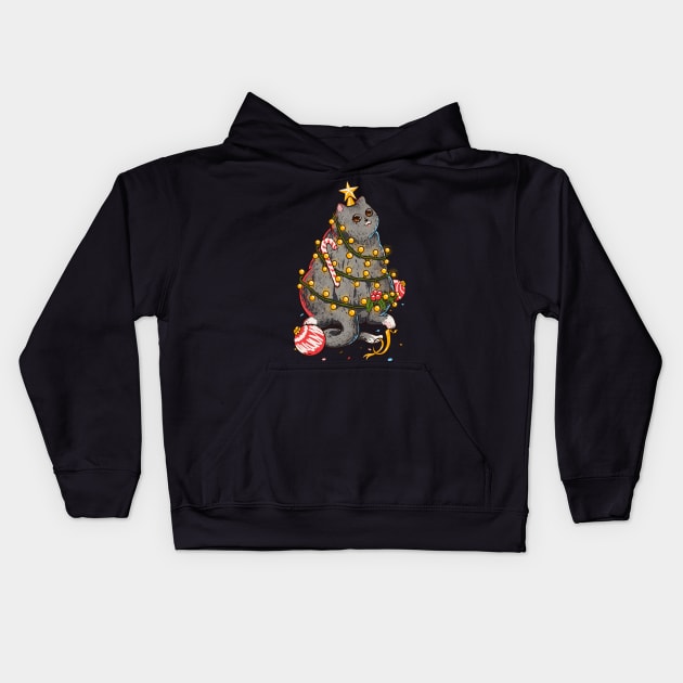 Christmas Cat or Christmas Tree? Kids Hoodie by anycolordesigns